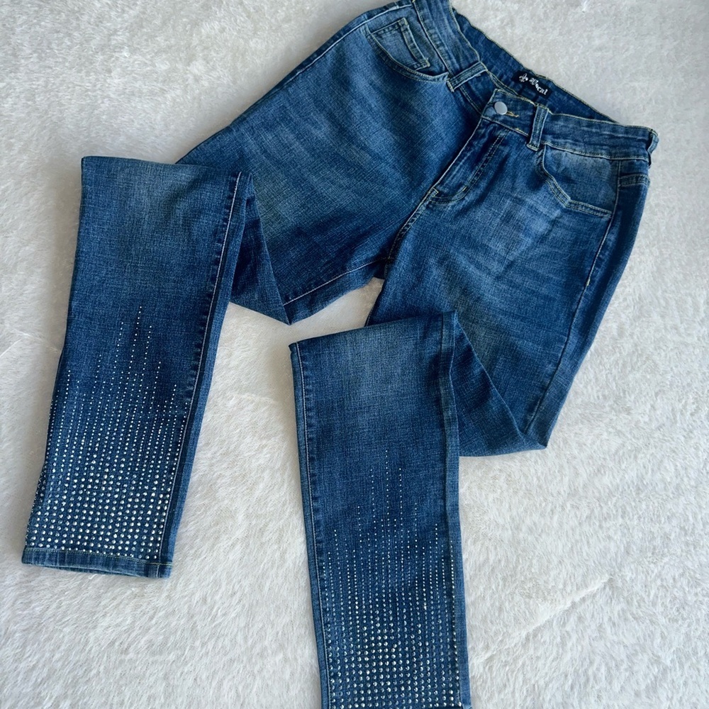 Vocal Blue Skinny Jeans Studded with Silver Accents